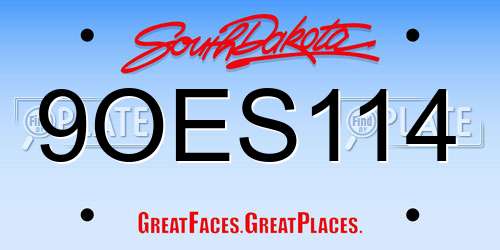 9OES114 South Dakota License Plate
