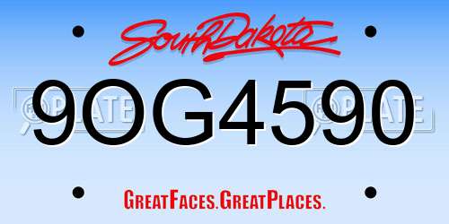 9OG4590 South Dakota License Plate