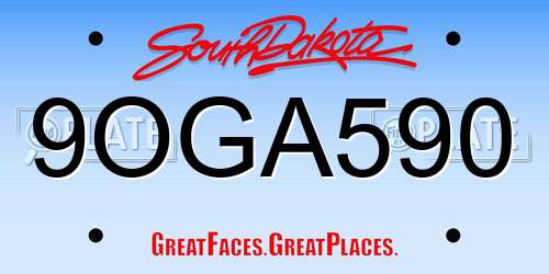 9OGA590 South Dakota License Plate