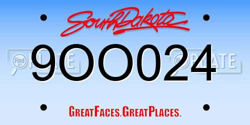 9OO024 South Dakota License Plate