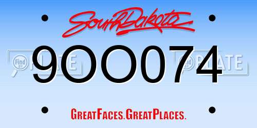 9OO074 South Dakota License Plate