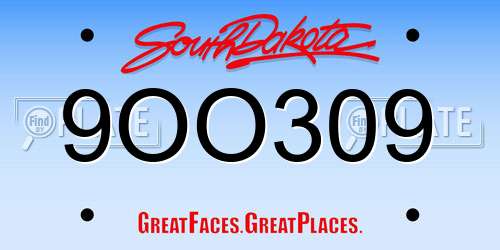 9OO309 South Dakota License Plate