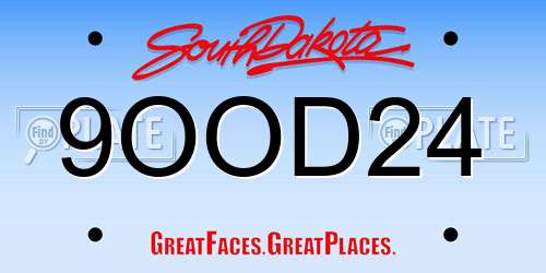 9OOD24 South Dakota License Plate