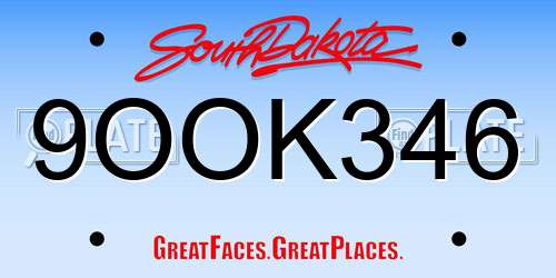 9OOK346 South Dakota License Plate