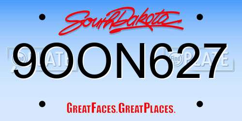 9OON627 South Dakota License Plate
