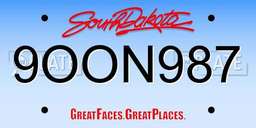 9OON987 South Dakota License Plate