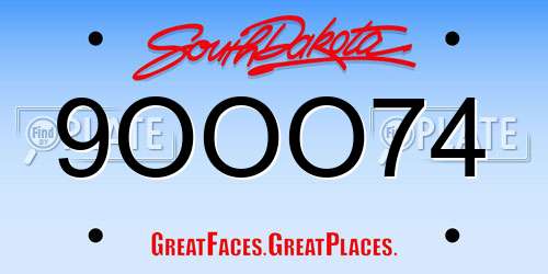 9OOO74 South Dakota License Plate
