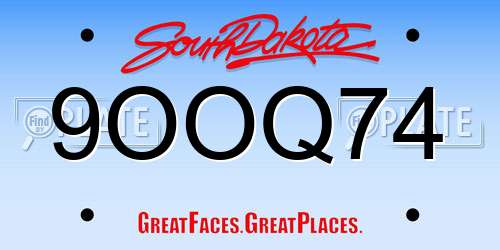 9OOQ74 South Dakota License Plate
