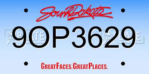 9OP3629 South Dakota License Plate