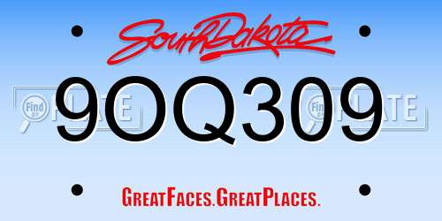 9OQ309 South Dakota License Plate