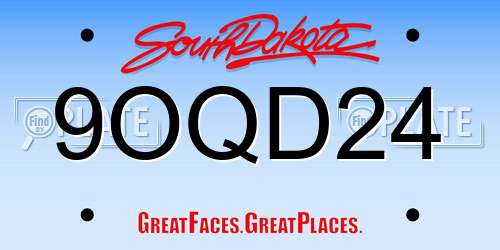 9OQD24 South Dakota License Plate