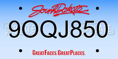 9OQJ850 South Dakota License Plate
