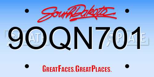 9OQN701 South Dakota License Plate