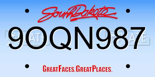 9OQN987 South Dakota License Plate