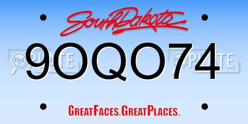 9OQO74 South Dakota License Plate