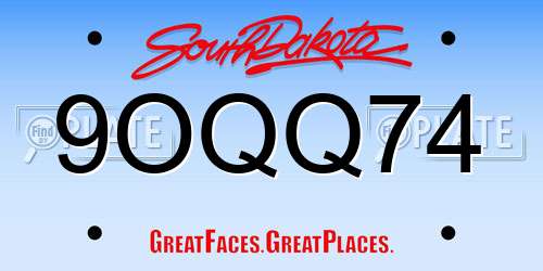 9OQQ74 South Dakota License Plate