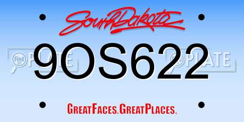 9OS622 South Dakota License Plate