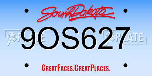 9OS627 South Dakota License Plate