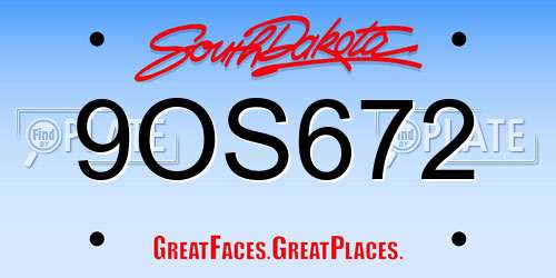 9OS672 South Dakota License Plate