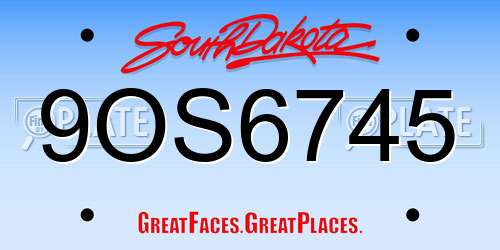 9OS6745 South Dakota License Plate