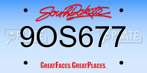 9OS677 South Dakota License Plate