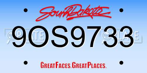 9OS9733 South Dakota License Plate