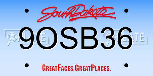 9OSB36 South Dakota License Plate