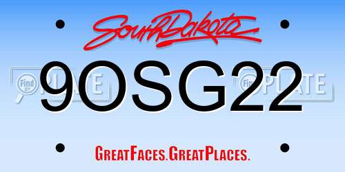 9OSG22 South Dakota License Plate