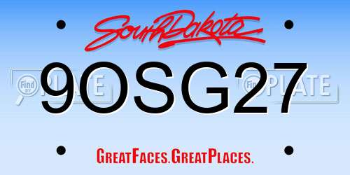 9OSG27 South Dakota License Plate