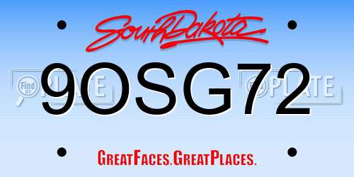 9OSG72 South Dakota License Plate