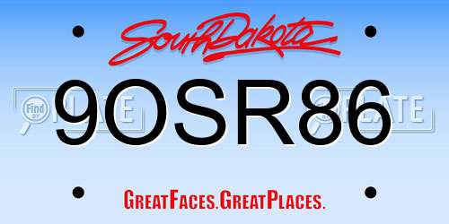 9OSR86 South Dakota License Plate