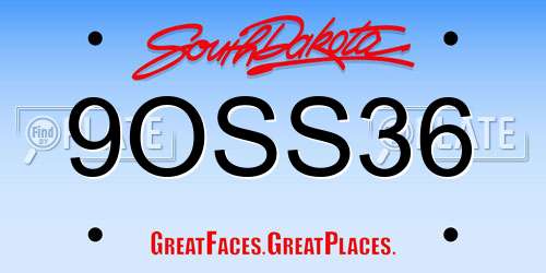 9OSS36 South Dakota License Plate