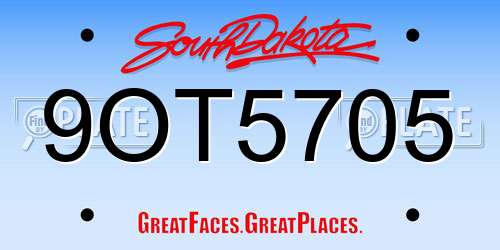 9OT5705 South Dakota License Plate
