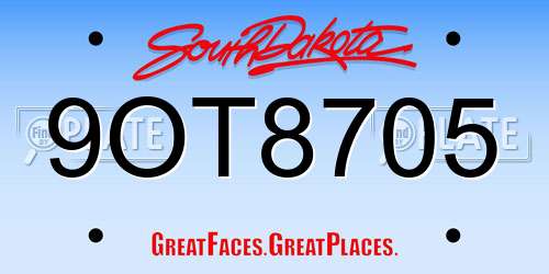 9OT8705 South Dakota License Plate