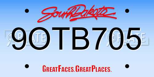 9OTB705 South Dakota License Plate