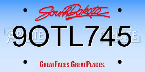 9OTL745 South Dakota License Plate