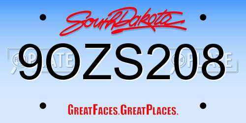 9OZS208 South Dakota License Plate