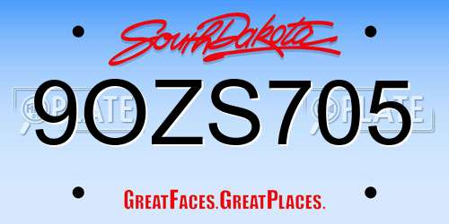 9OZS705 South Dakota License Plate