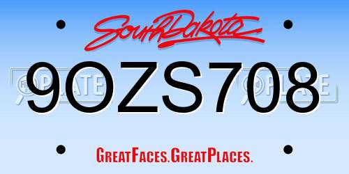 9OZS708 South Dakota License Plate