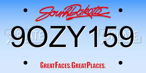 9OZY159 South Dakota License Plate