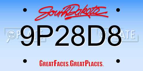 9P28D8 South Dakota License Plate