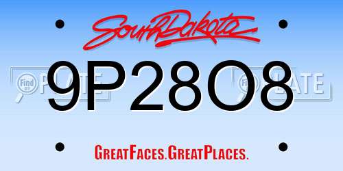 9P28O8 South Dakota License Plate