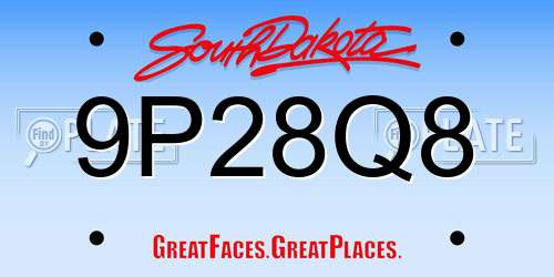 9P28Q8 South Dakota License Plate