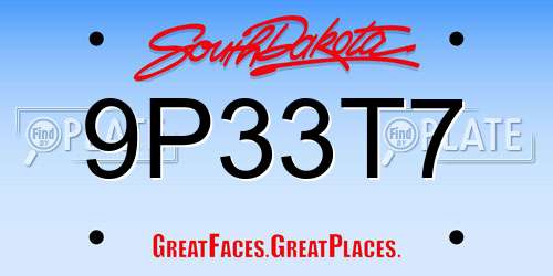 9P33T7 South Dakota License Plate