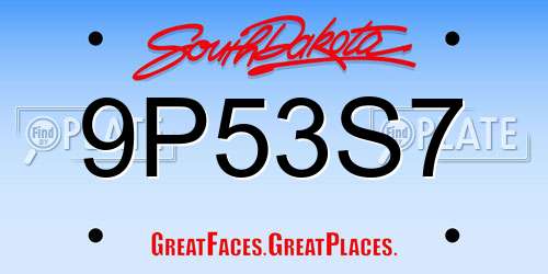 9P53S7 South Dakota License Plate