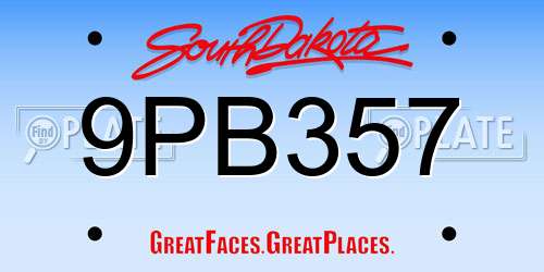 9PB357 South Dakota License Plate