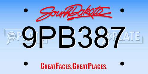 9PB387 South Dakota License Plate