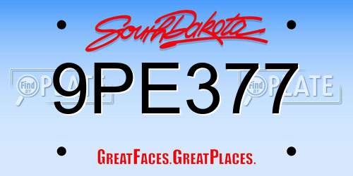 9PE377 South Dakota License Plate