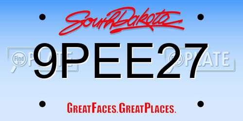 9PEE27 South Dakota License Plate