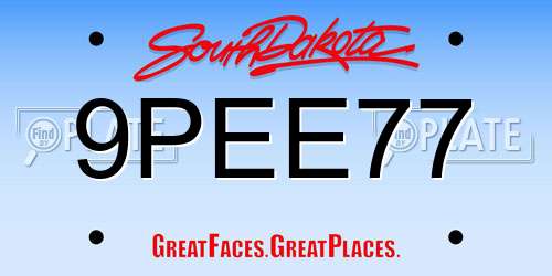 9PEE77 South Dakota License Plate